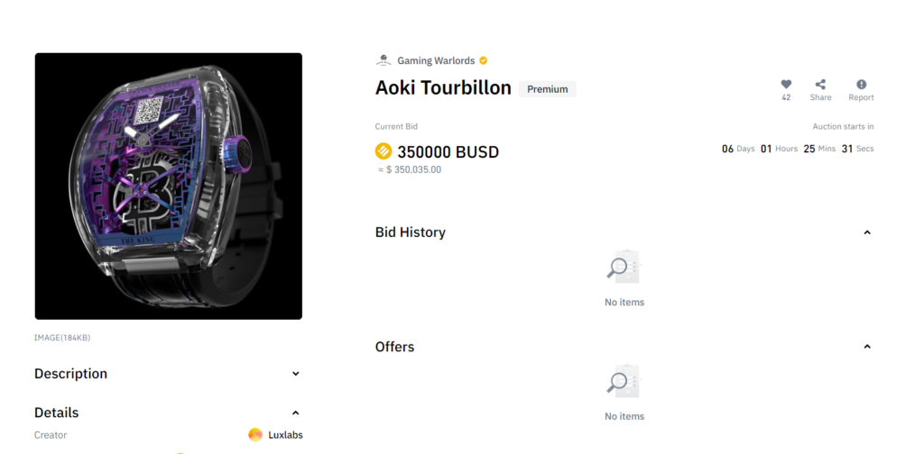 Giá khởi điểm của Aoki Tourbillon