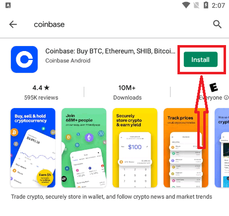 Vào CH Play hoặc App Store để tải Coinbase App mobile