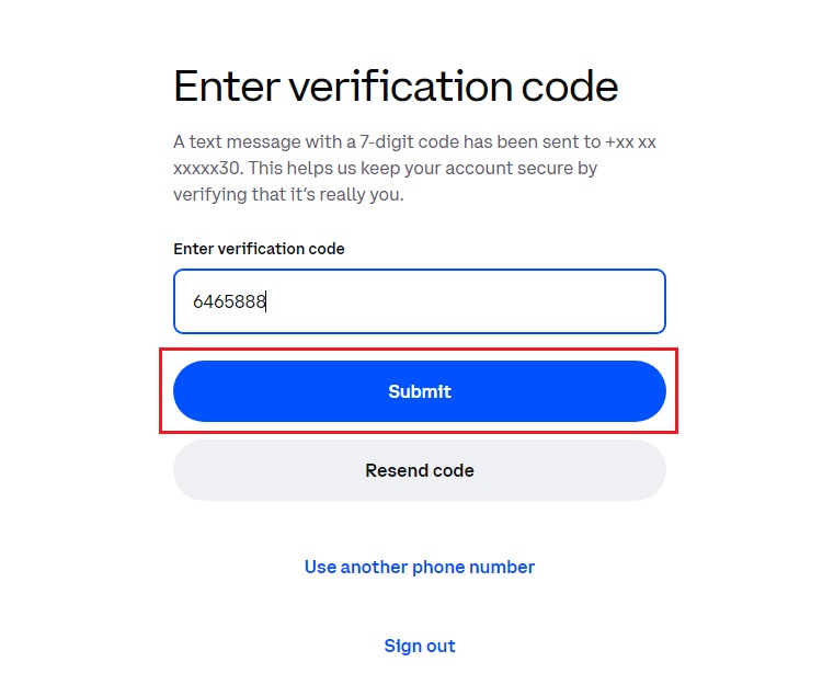 Nhập mã code và chọn Submit